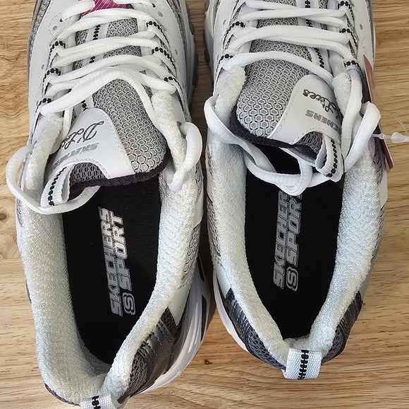 NIB Skechers D'Lites Women's White, Charcoal & Silver Sneakers Size-7 - Picture 6 of 16